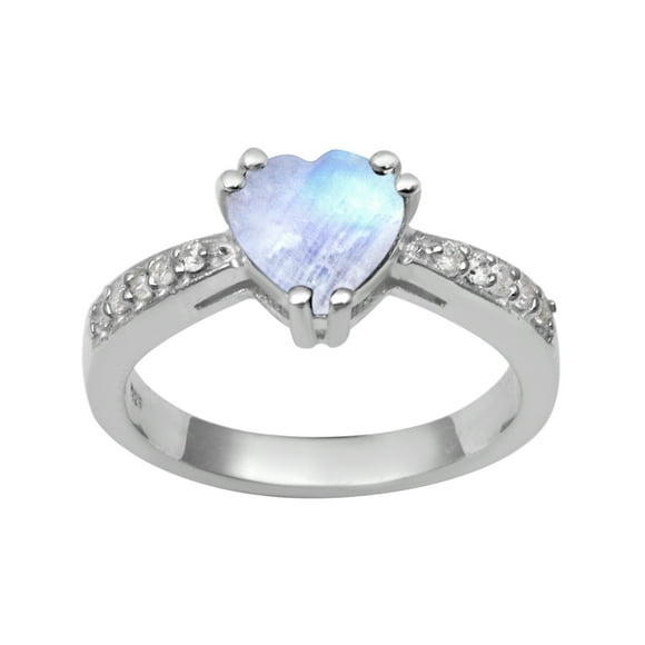 8 MM Moonstone 925 Sterling Silver Solitaire Women Promise Ring