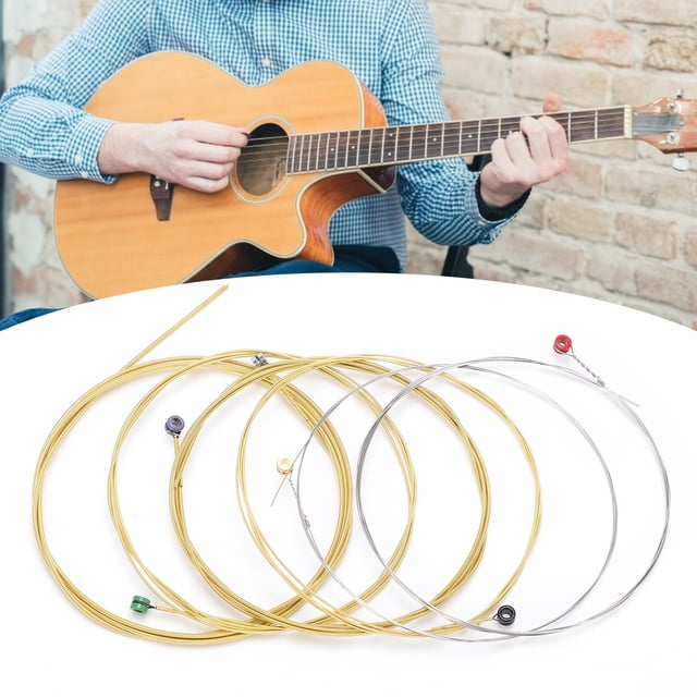 Acoustic Guitar Strings,6Pcs Hex Carbon Steel Core Acoustic Guitar Strings for Stringed Instrument Accessories