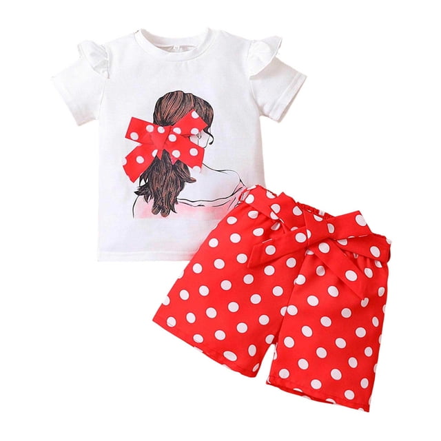 PMVFHDE Vêtements pour Filles Tenues d'Été Mignonnes Haut Sans Manches Taille Haute Ensembles Courts avec Poches Vêtements Filles Ensembles Rouges, 2-3 Ans