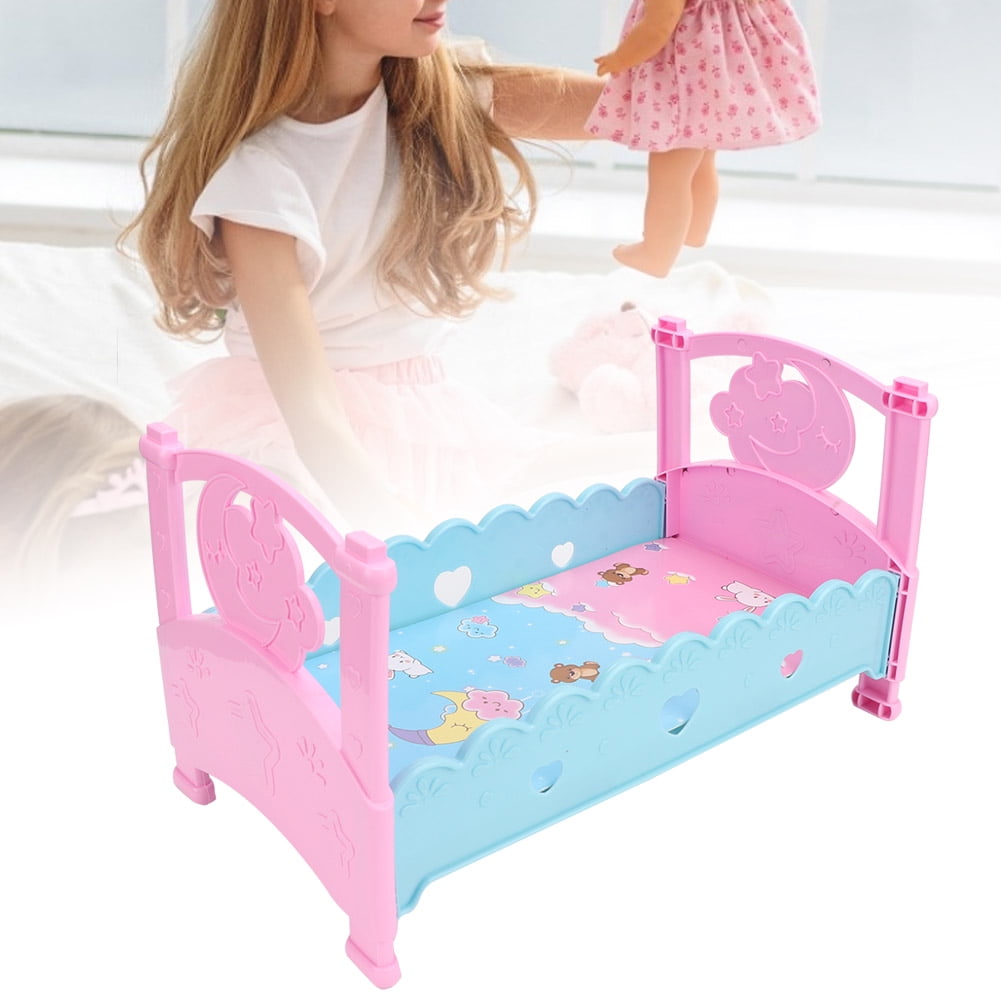 Kid Crib Cradle Baby Pink Bed Furniture for 11"-19" Reborn Doll Kid Pretend Play 