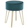 thumbnail image 1 of Costway Repose-Pieds en Velours Rond Repose-Pieds Chaise d'Appoint avec Pieds en Métal Vert, 1 of 9