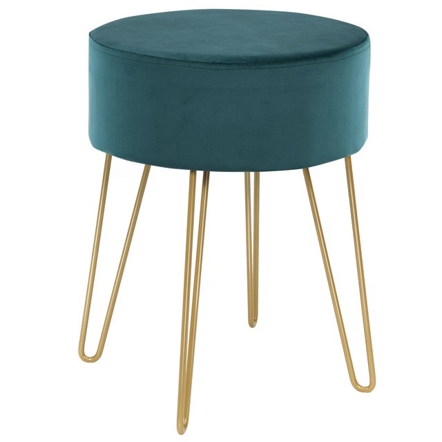 Costway Repose-Pieds en Velours Rond Repose-Pieds Chaise d'Appoint avec Pieds en Métal Vert