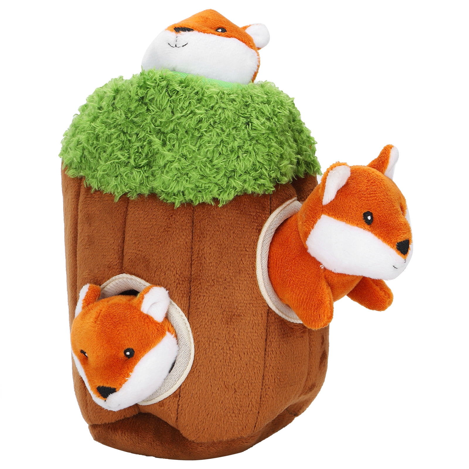 Suodoka Interactive Plush Squeak Tree Hole Dog Puzzle Toy, Hide and Seek Mental Stimulation Fox Toys for Dogs and Puppies, Durable and Soft Pet Supplies for Boredom Relief (8.27 in / 21.00 cm)