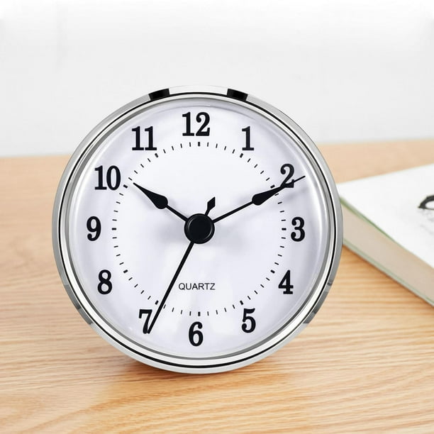 de reloj de 3-1/8 pulgadas (80 mm), con pilas, decoración de pared, ajuste retro silencioso, diámetro de 3,0 pulgadas (76 mm), Árabe con borde plateado perfecl Inserto de reloj