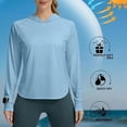 thumbnail image 2 of Women's UPF 50+ Sun Shirts, Long Sleeve UV Protection Rash Guard Swim Shirt Quick Dry Lightweight SPF Tops Moisture Wicking for Hiking Running Fishing Beach Vacation Outfits Light Blue XL, 2 of 4