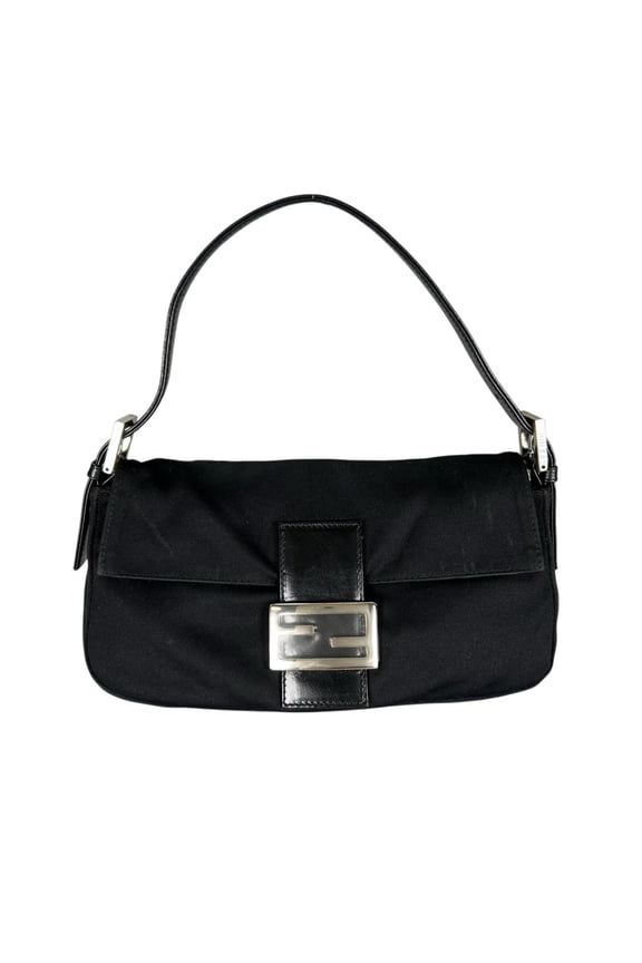Pre-Owned FENDI Mamma Bucket Handbag, Jersey, Black, Women's