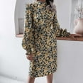 thumbnail image 4 of Robes d'Automne pour Femmes Manches Longues Lanternes Demi-Col Roulé Imprimé Floral Ceinture Décontractée Robes Midi Crayon, 4 of 6