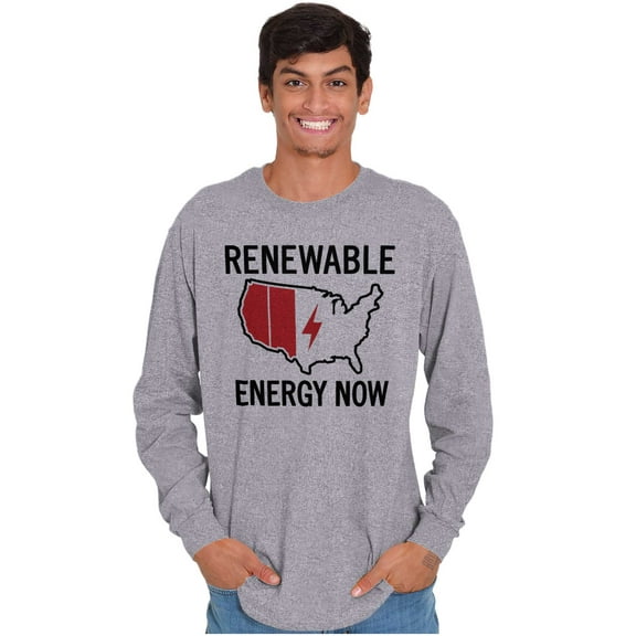 USA Renewable Energy Climate Change Plus Size Long Sleeve Graphic Tee Shirt Brisco Brands 2X
