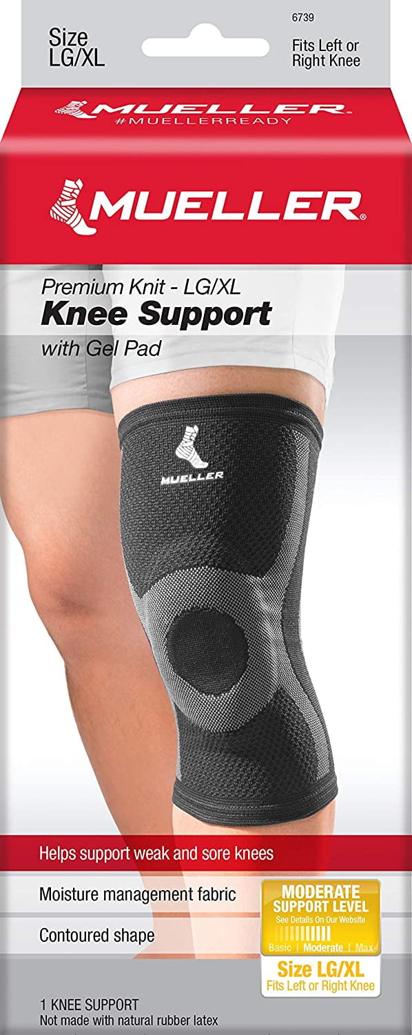 Mueller Premium Knit Knee Support with Gel Pad, Large/X-Large
