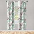 thumbnail image 3 of Ambesonne Vintage Curtains, Roses Cherry Blossoms Print, Pair of 28"x63", Peacock Green and Pale Ruby, 3 of 5