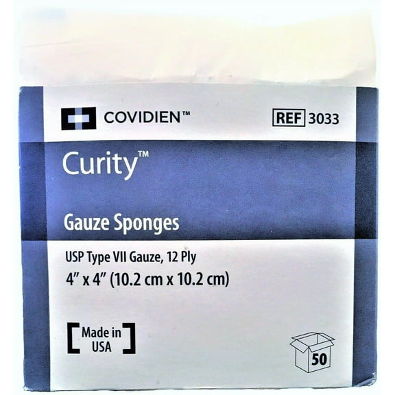 Covidien 3033 Curity Gauze pads / Sponge, Sterile 4" x 4", 12-ply (pack of 50)