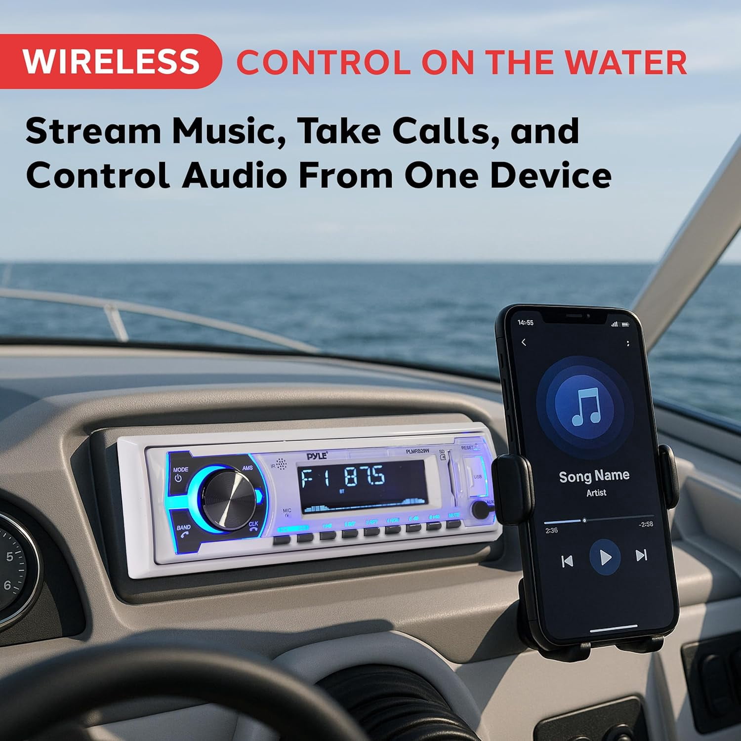 Pyle Single Din 300W Bluetooth In-Dash Stereo Radio Receiver, Hands-Free, MP3