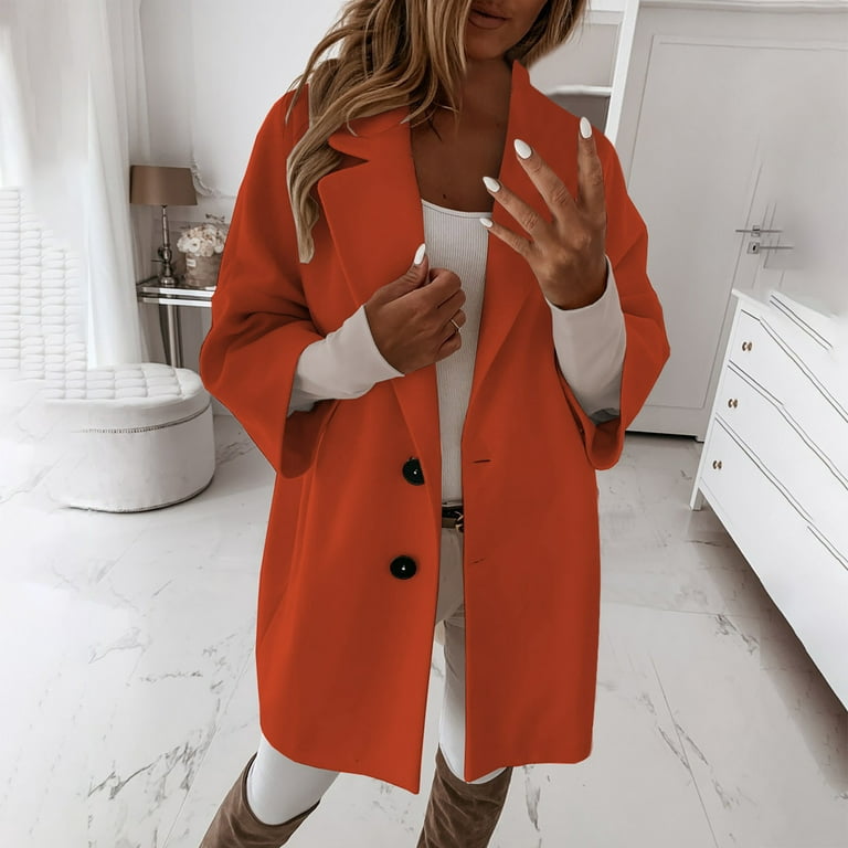 Promotion Fall Winte Women's Jacket Coat Suit Collar Ladies Casual Office  Long Suit Outwear Winter Fashion Top Shacket Jacket Casual Plus Size  Lightweight Solid Color Long Sleeve Sky Blue XL 