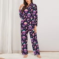thumbnail image 2 of Fuzoiu cartoon Skull rainbow space Print Women's Long-Sleeved Pajama,Lounge Button Down Nightwear,Womens Notch Collar Pajama Set-Medium, 2 of 7