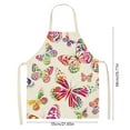 thumbnail image 3 of Linen Pinafore Apron - Butterfly Floral Print, Sleeveless, Waterproof & Stain-Resistant, Soft & Absorbent, for Kitchen, DIY, Painting, Cleaning; Adjustable Neck Strap & Ties, 3 of 6