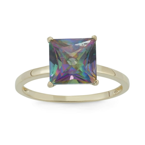 10k gold princess cut gemstone ring