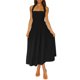thumbnail image 1 of VISgogo - Vestido sin mangas para mujer, color sólido/estampado, busto fruncido, escote cuadrado, espalda abierta VISgogo  moda, 1 of 7