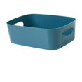 thumbnail image 1 of Caja de almacenamiento de escritorio, organizador de maquillaje, contenedor con asa, caja cúbica de escritorio para estante de cocina, cajón de viaje Azul oscuro, 1 of 9