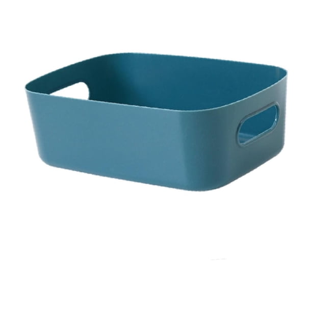 Caja de almacenamiento de escritorio, organizador de maquillaje, contenedor con asa, caja cúbica de escritorio para estante de cocina, cajón de viaje Azul oscuro