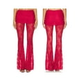 thumbnail image 2 of Rdhnmea Women Fashion Lace Flared Pants Casual Skirt Overlay See-Through Elastic Waist Bell Bottoms Trendy Bootcut Trousers, 2 of 7