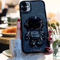 thumbnail image 3 of Funda 6D Bling Astronaut para iPhone 11, con baño líquido, brillo flotante y arena movediza, para mujer y niña, color negro (Astronauta fijo, sin soporte), 3 of 8