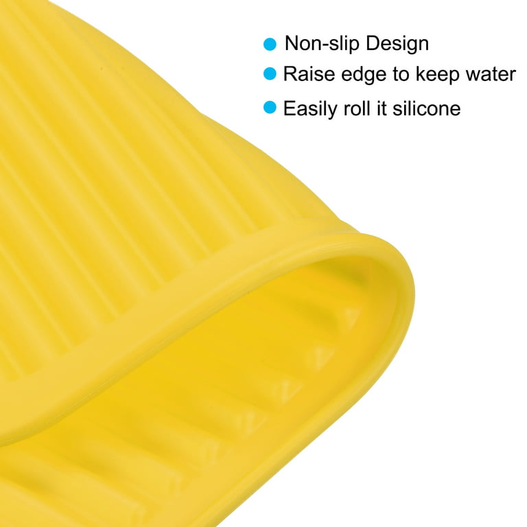 Unique Bargains Dish Drying Mat Set Silicone Drain Pad Heat Resistant  Suitable for Kitchen 3 Pcs Orange Red Yellow
