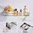 thumbnail image 5 of Chrome Bathroom Shelf Glass Shelves 20-Inch Floating Tempered Glass Shelf Rectangular Stainless Steel Wall Mounted Silver Polished Shelves for Bathroom Kitchen Organizers Accessories，A7613CP, 5 of 10