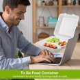thumbnail image 3 of Compostable Take Out Food Container 8X8, 100 Pack 3 Compartment Clamshell Food Container, Disposable To Go Food Boxes, Biodegradable Food Containers Made of White Sugar Cane Fibers, 3 of 6