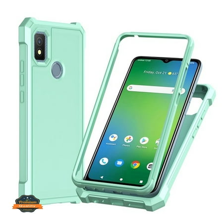 Phone Case for Cricket Magic 5G /AT&T Propel 5G Hybrid 2in1 Front Bumper Frame Thick Cover Square Edge Shockproof TPU + Hard PC Cover [Green Mint]