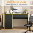 thumbnail image 3 of DreamCurship Computer Desk with 4 Storage Drawers, Home Office Desk with Storage, Writing Desk for Study, Modern Writing Table, Black and Gold Desk, 3 of 9