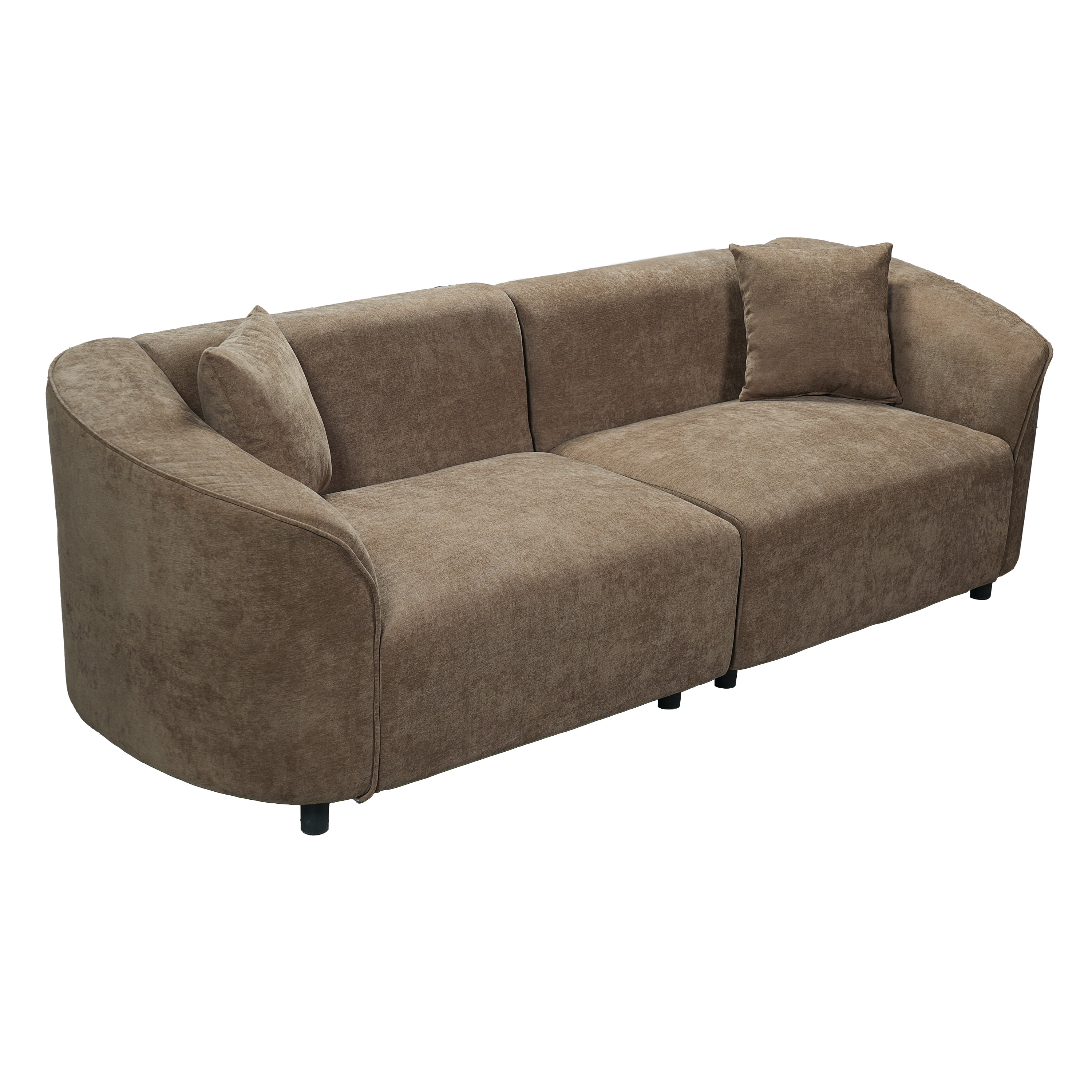 GARITIN 87 Inch Curved Contemporary Sofa in Brown, Plush Seating, Streamlined Design, Durable Frame, Modern Sofa for Living Room Apartment, Brown