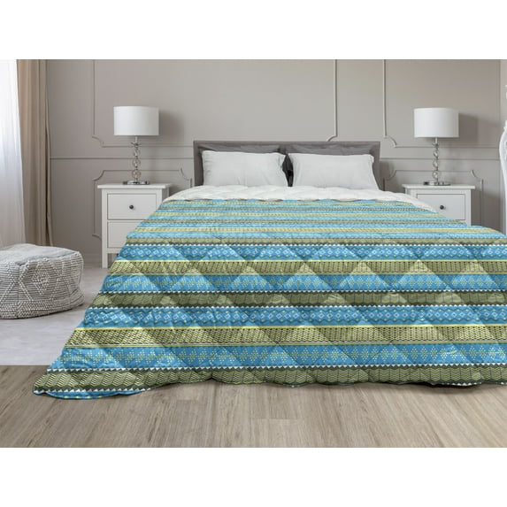 Aboriginal Down Alternative Comforter, Yellow Color Palette Monochromatic Dotted Nested Motifs Pattern, Microfiber Quilt for All Season, 5 Sizes, Yellow Mustard, by Ambesonne