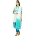 thumbnail image 4 of Atasi Women'S White And Blue Straight Salwar Kameez With Dupatta Suit Sets, 4 of 8