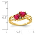 thumbnail image 4 of Primal Gold 14 Karat Yellow Gold Lab Created Ruby and Diamond Double Heart Ring, 4 of 5