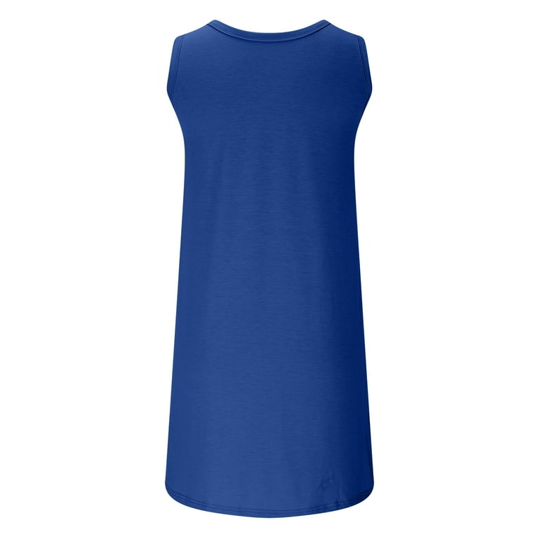 Sleeveless Ladies Summer Dresses, New Trendy Solid Color Tank Sundresses  with Pockets, Swimwear Cover up Loungewear Mini Dresses Graduation Party Dress  Blue M - Walmart.com