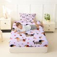 thumbnail image 3 of Manfei Cartoon Puppy Twin Fitted Sheet, Dachshund Pet Animal Bedding, Lavender, 2pcs, 1 Fitted Sheet and 1 Pillowcase, 3 of 6
