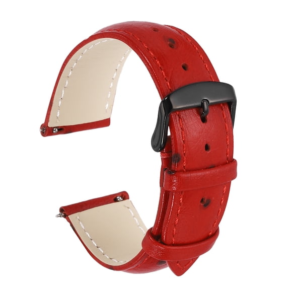 Uxcell Watch Band 22mm Width Vintage Top Grain Leather Quick Release Watch Strap Wristband Replacement Bands with Buckle Pin for Men Women Gifts, Black-Red