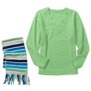 Faded Glory - Women's Fleece Pullover and Stripe Scarf