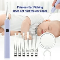 ROMYSE Baby Ear Wax Cleaner LED Light Ear Cleaning Earpick Earwax Remover Luminous Ear Curette Light Spoon Health Care Tool for Kids,Earwax Remover Kit,Ear Cleaner Ear Vacuum Wax Remover,Purple
