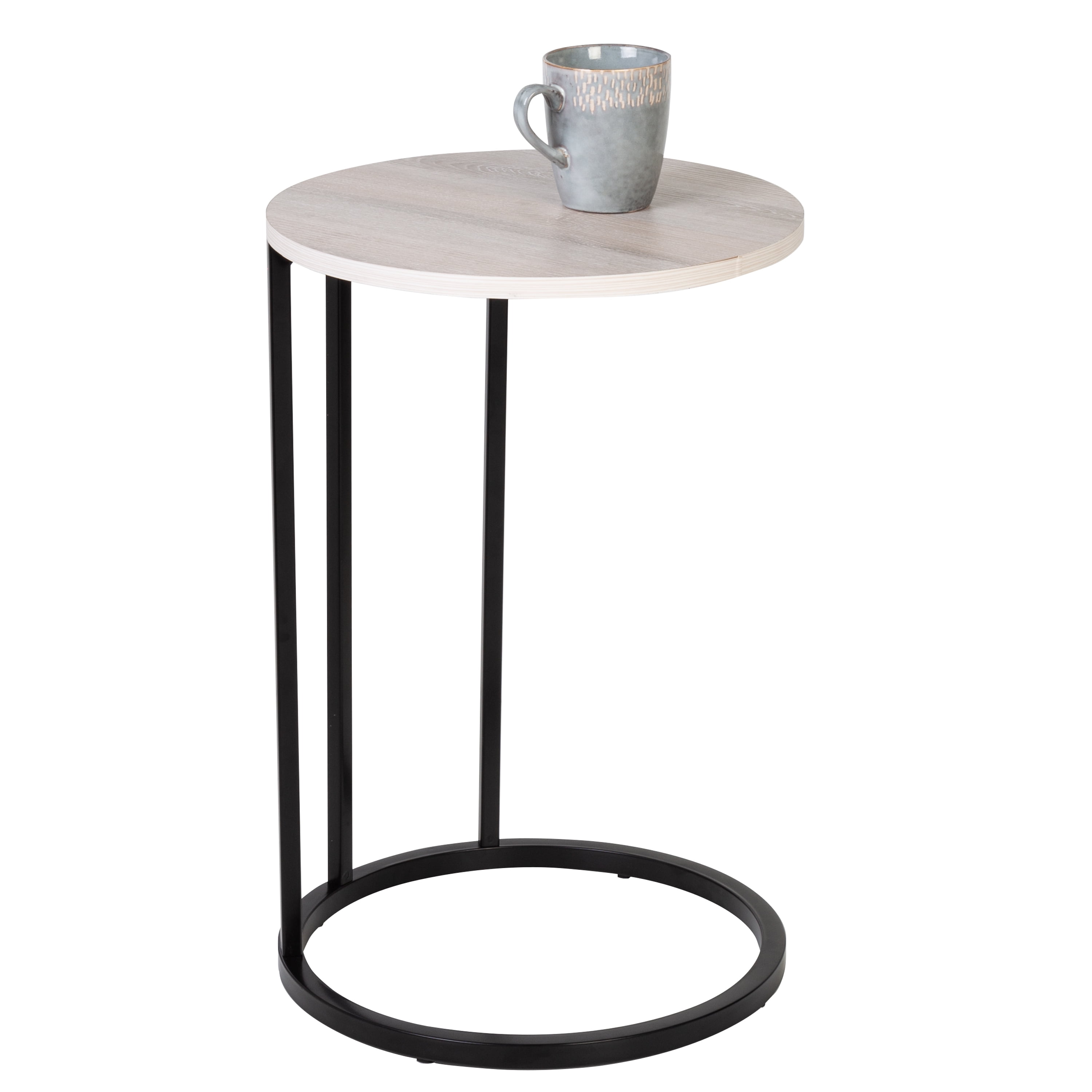 HoneyCanDo CShape Steel End Table, Black/Natural