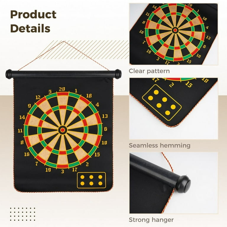 Magnetic Dart Board, Hanging Reversible Dartboard and Bullseye Game with 12 Magnetic  Darts & 2 Gameplay - Indoor & Outdoor Dart Games for Kids 