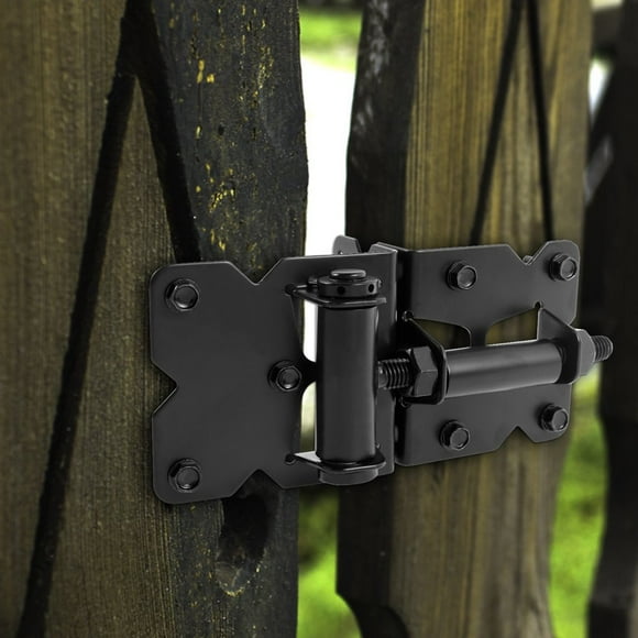 EASTIN Self Closing Gate Hinge Iron Vinyl Fence Gate Hinge Heavy Duty Gate Hinge Adjustable Wooden Gate Hinge Hardware with Screws Black Pool Gate Hinge for Shed Cabinet Fence Door