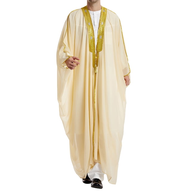 EQWLJWE Économies d'Été! Robe Musulmane pour Hommes Robe Arabe Longue Style Manches Longues Chemise Longue Brodée Mode Décontractée Robe Ample