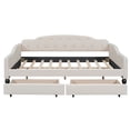 thumbnail image 5 of Harper & Bright Designs Full Size Upholstered Daybed with 2 Drawers, Linen Sofa Bed with Button Tufted Backrest for Bedroom Living Room Guest Room, Beige, 5 of 15