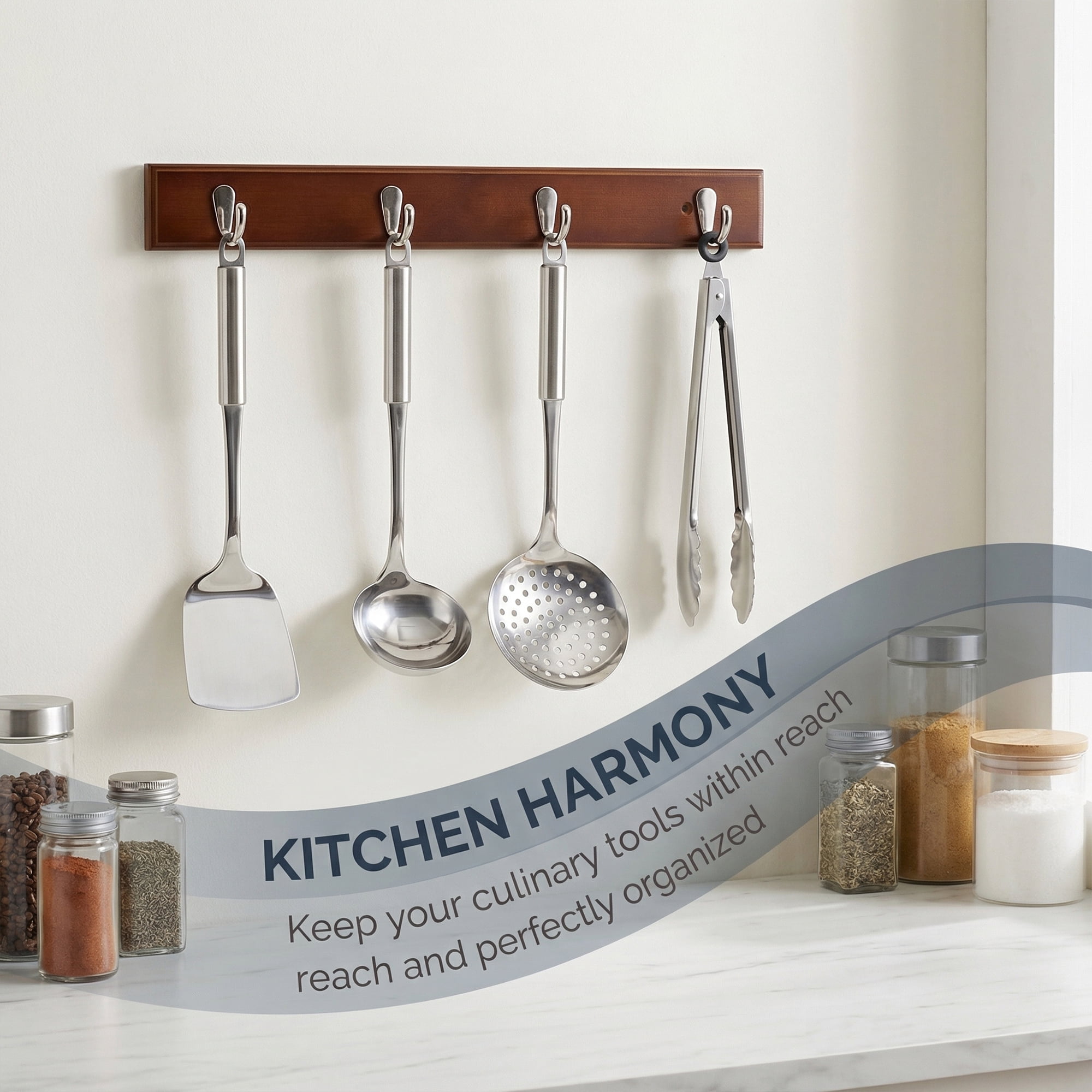 Unique Bargains Coat Rack Wall Mount Wood Hook Hat Rack for Entryway Brown 19.1"x2.4"