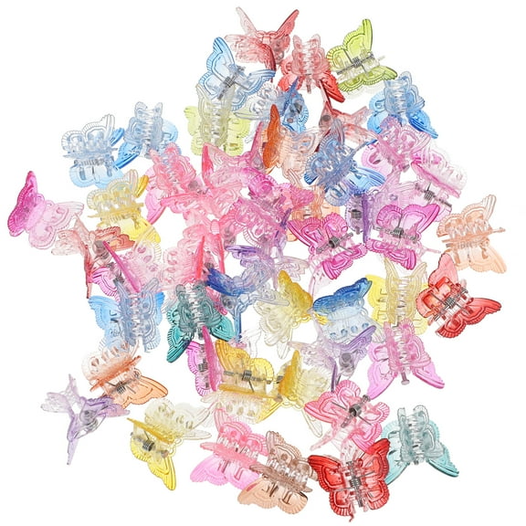 50 Pcs Hair Jaw Clips Butterfly Barrettes Tiara Mini Tiaras for Girls Women's Small Claw Jelly Color Resin