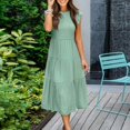thumbnail image 6 of SDNall Boho Dresses for Women 2024 Maxi Dresses Bohemian Short Sleeve Long Beach Sun Dresses Solid Maxi Dress Midi Dresses (Green, Sizes S-XXL), 6 of 9