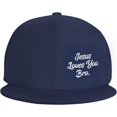 thumbnail image 2 of Jesus Loves You Bro Flat Brim Hat Classic Fashion Trucker Adjustable Brim Baseball Cap for Men Women Black, 2 of 8