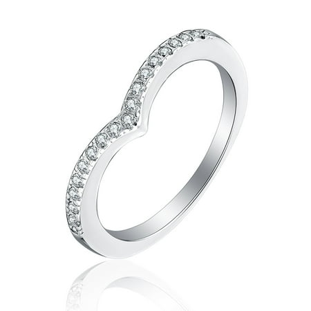 Sterling Silver Engagement Anniversary Ring - Faith Anniversary Ring AAA CZ 925 Sterling Silver Engagement Wedding Band