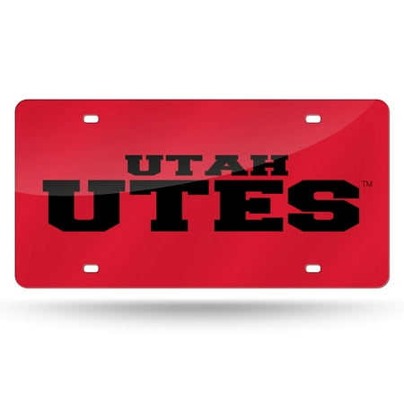 Utah NCAA Utes Mirrored Laser Cut License Plate Laser Tag